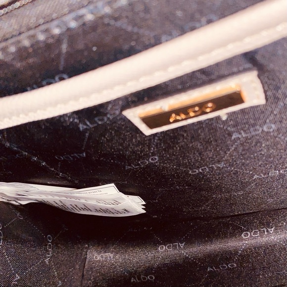 Aldo ANNIEBROOK Cream, tan and Snake Print Shoulder Bag. Elegant accent bow. - Picture 5 of 15